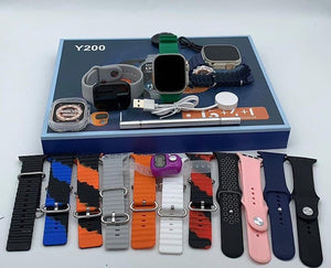 Y200 Smartwatch ( 3 Watches + 13 Straps + Silicone Case + Touch Pen + Counter ) 3 in 1 Combo Pack Smart Watch